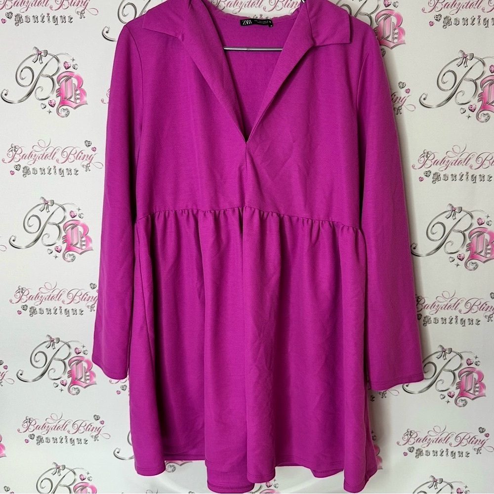 Zara top mini dres Elegant Purple pink flowy ruffle Women's Top